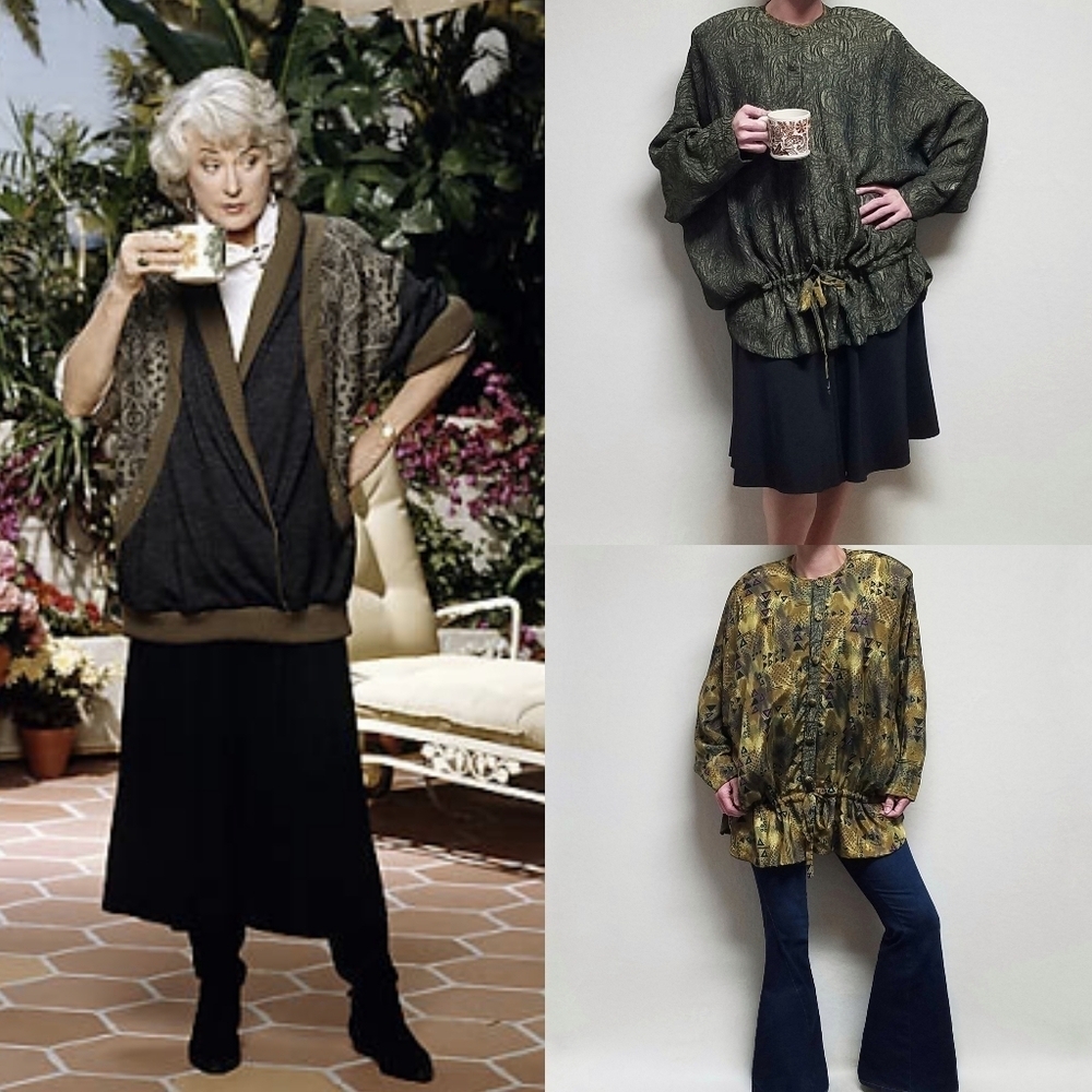 Rare 80s Vintage Reversible Dorothy Zbornak Retro Bronze Drop Waist Jacket OSFA